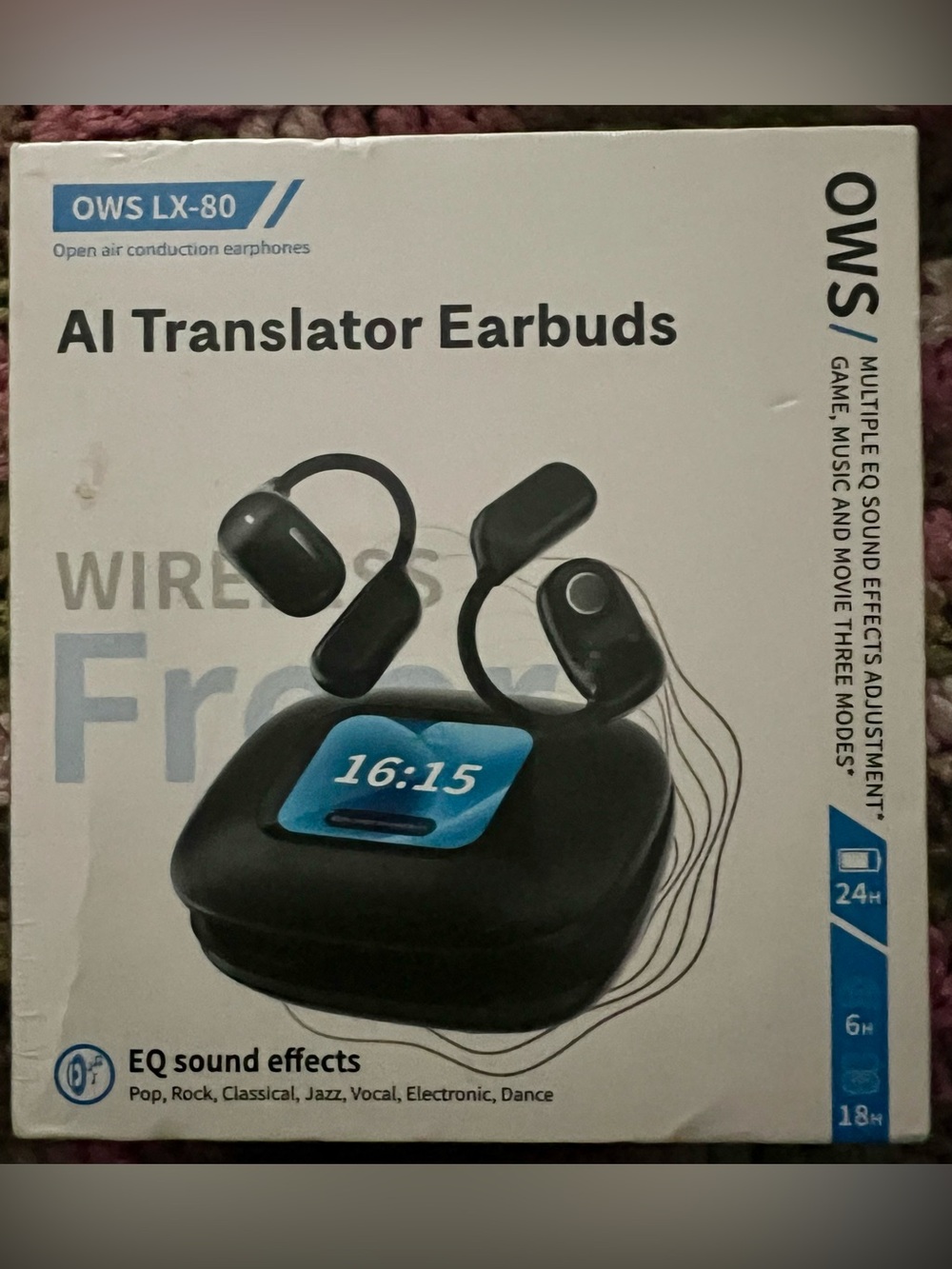 AI Language Translator Wireless Earbuds OWS LX-80 V5.4 Touch Controls Color Scrn